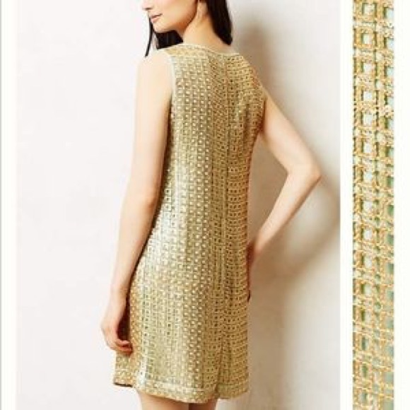 NWT Anthropologie Golden Pane Shift Dress - Picture 7 of 7